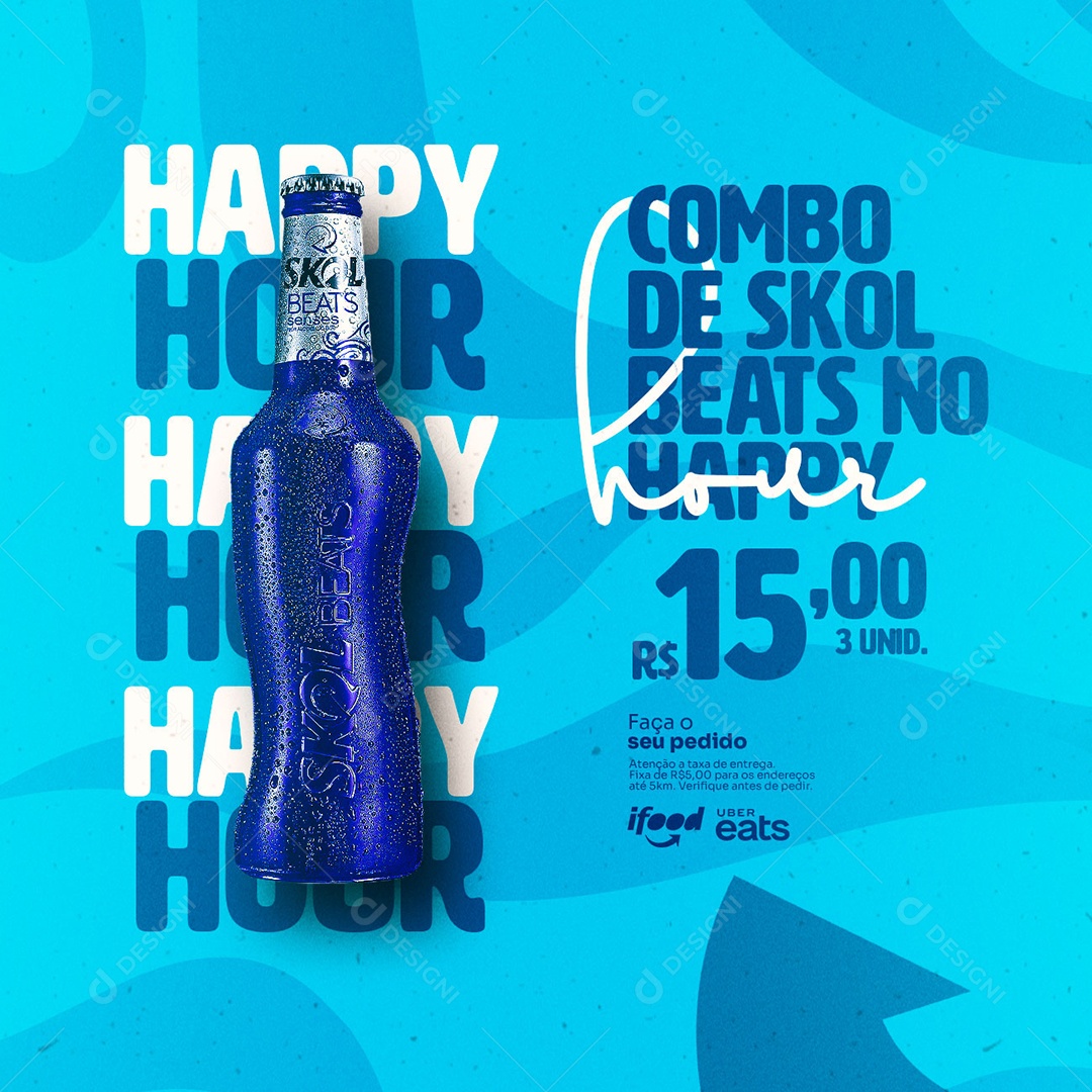 Combo De Skol Beats No Happy Hour 15,00 3 Unid Cervejaria Social Media PSD Editável