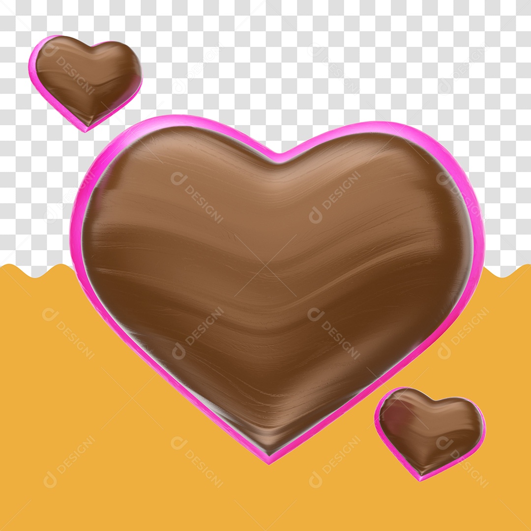 Elemento 3D Para Composição Coração de Chocolate PSD