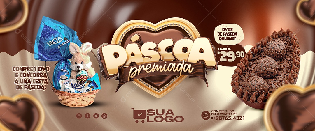 Banner Páscoa Premiada Venha Conferir Social Media PSD Editável