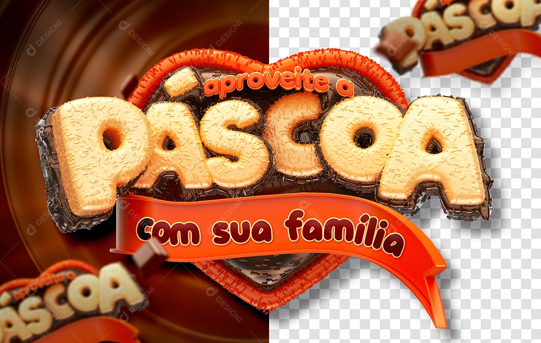 Selo 3D Para Composição Aproveite a Páscoa Com Sua Família PSD