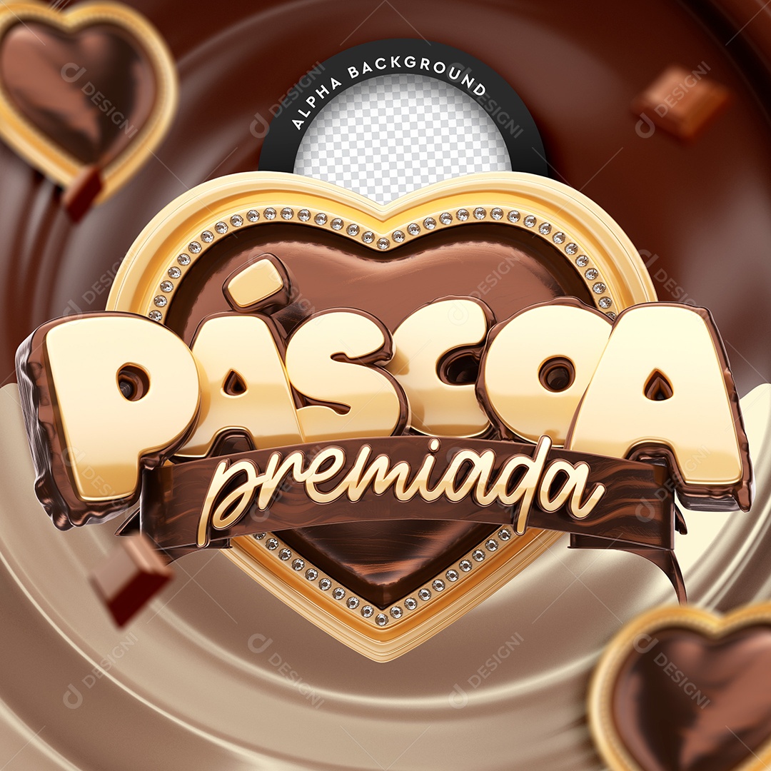 Selo 3D Para Composição Páscoa Premiada PSD