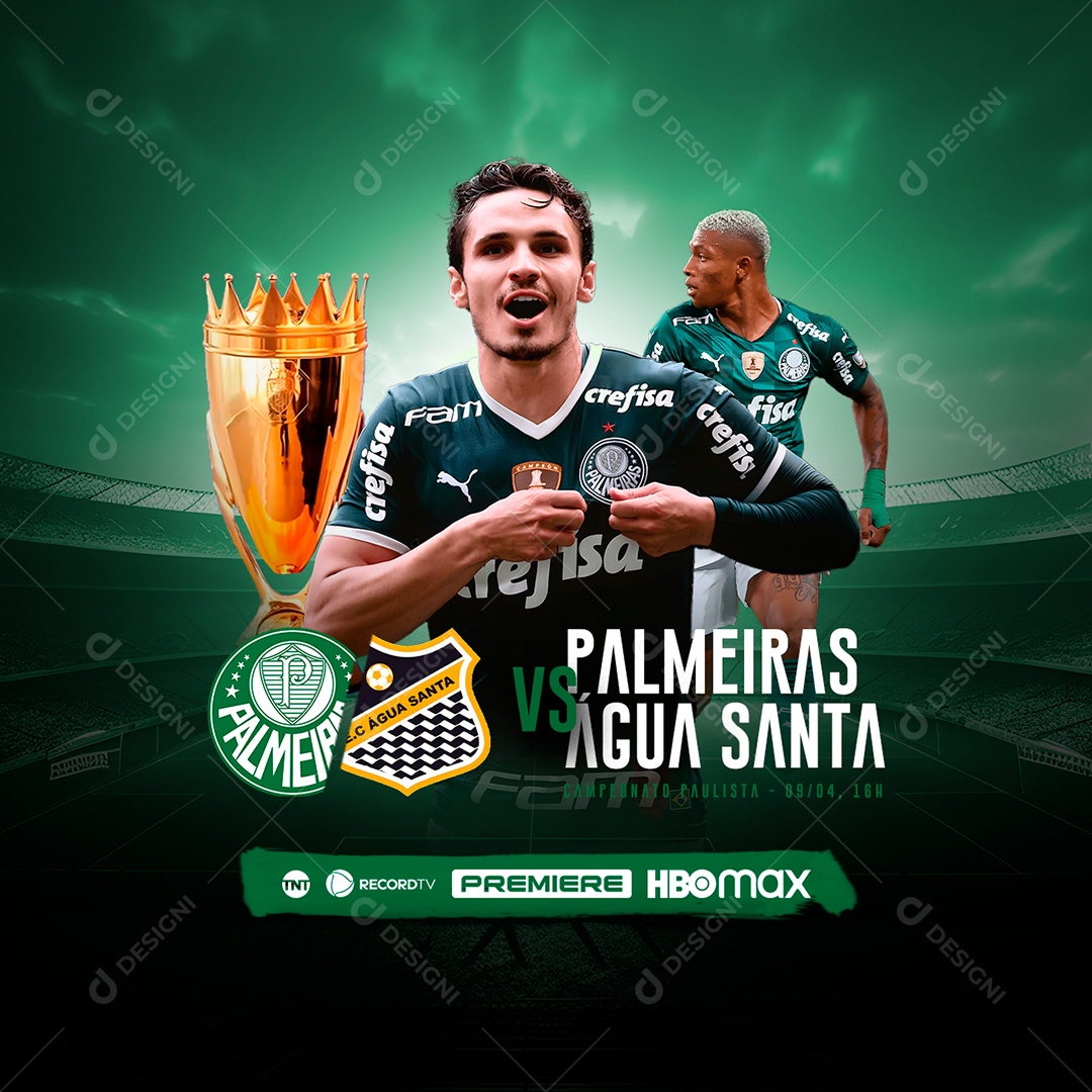 Final Palmeiras Vs Água Santa Campeonato Paulista Transmissão Ao Vivo Social Media PSD Editável