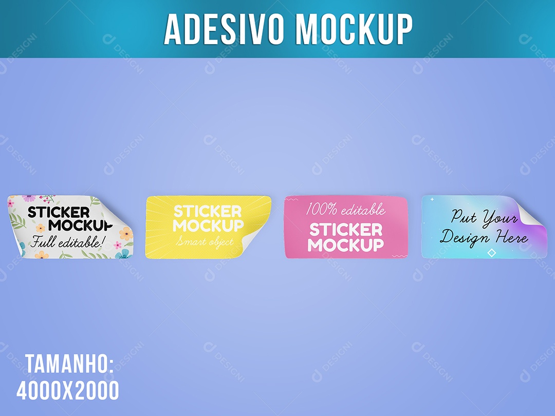 Adesivo Mockup Retangular Papelaria PSD