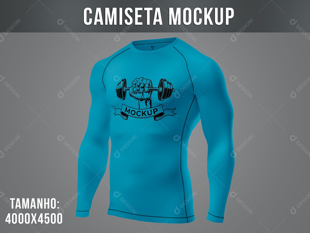 Camiseta Mockup Compressão Fitness Manga Longa Homem PSD