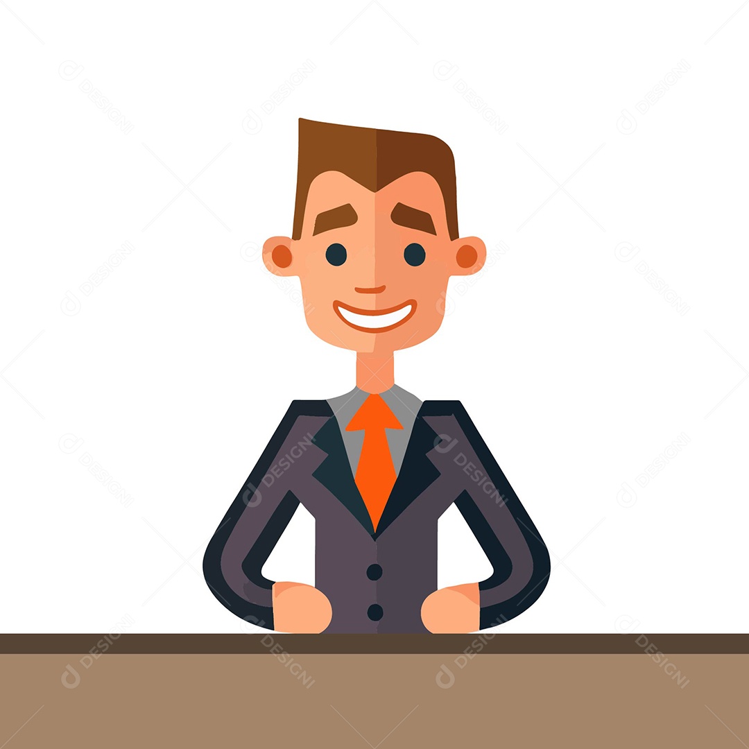 Homem de Terno e Gravata Atrás de uma Mesa Vetor EPS