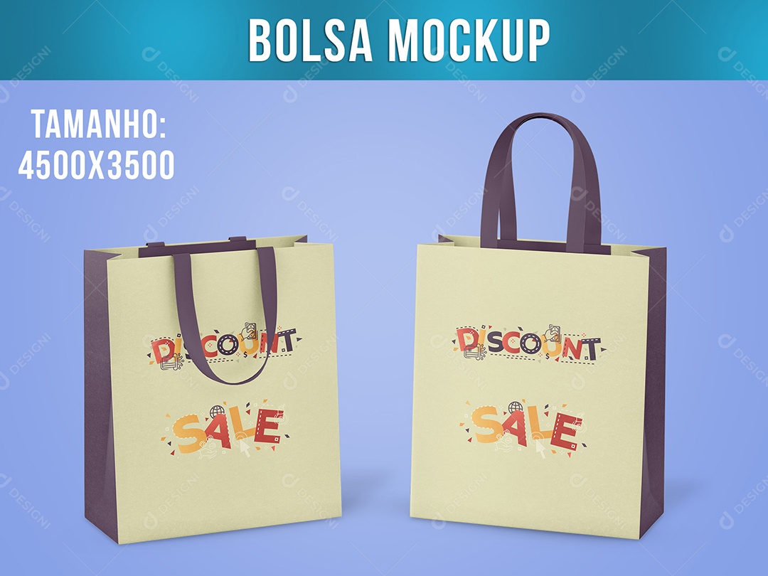 Sacola Bolsa Mockup Shopping Compras Desconto PSD