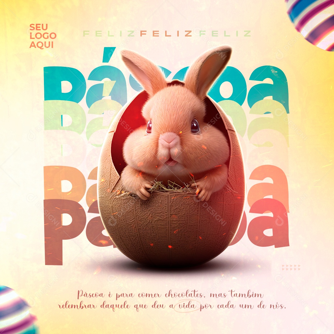 Feliz Páscoa Social Media PSD Editável