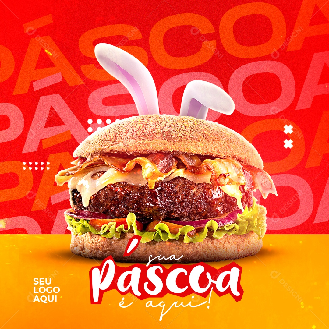 Sua Páscoa é Aqui Social Media PSD Editável