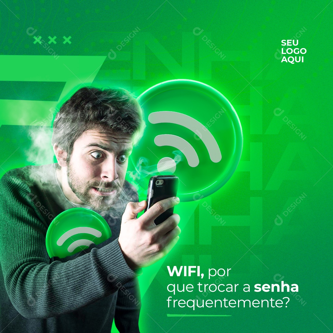 Wifi, Por Que Trocar a Senha Frequentemente Social Media PSD Editável