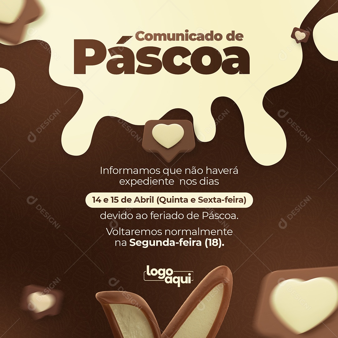 Social Media Easter Announcement We Inform There Will Be No Office Hours On The 14th and 15th Editable PSD