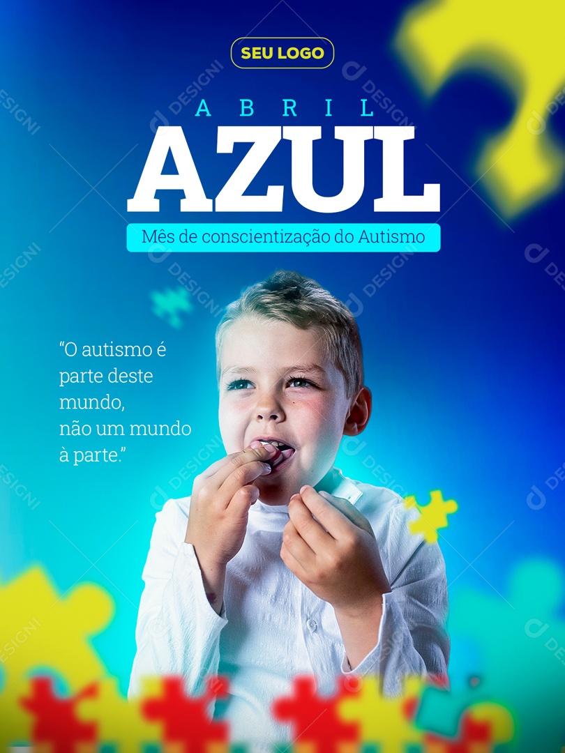 Autism Is Part of This World Not the World Apart April Azul Social Media Editable PSD