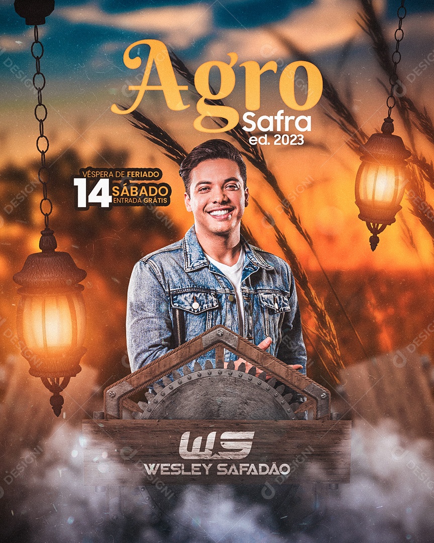 Agora Safra Flyer Wesley Safadão Social Media PSD Editável
