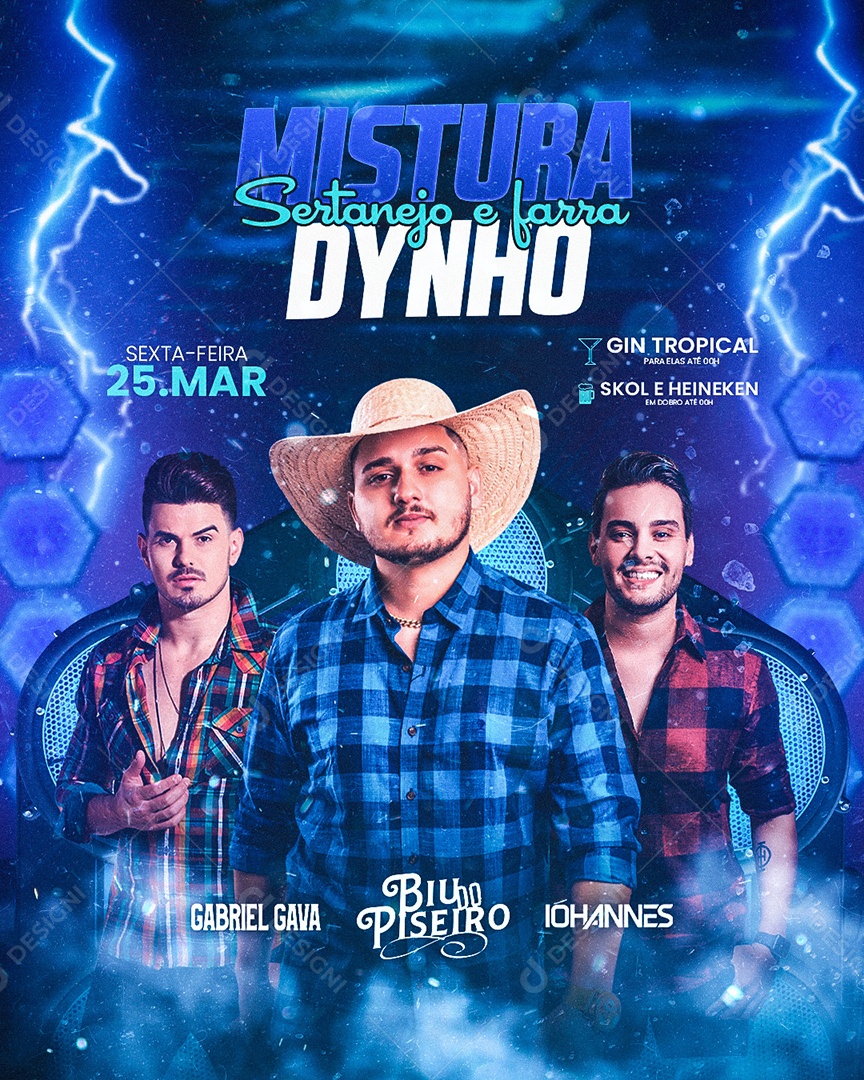 Mistura Sertaneja E Farra Dynho Flyer Gabriel Gava Biu Do Piseiro Iohannes Social Media PSD Editável