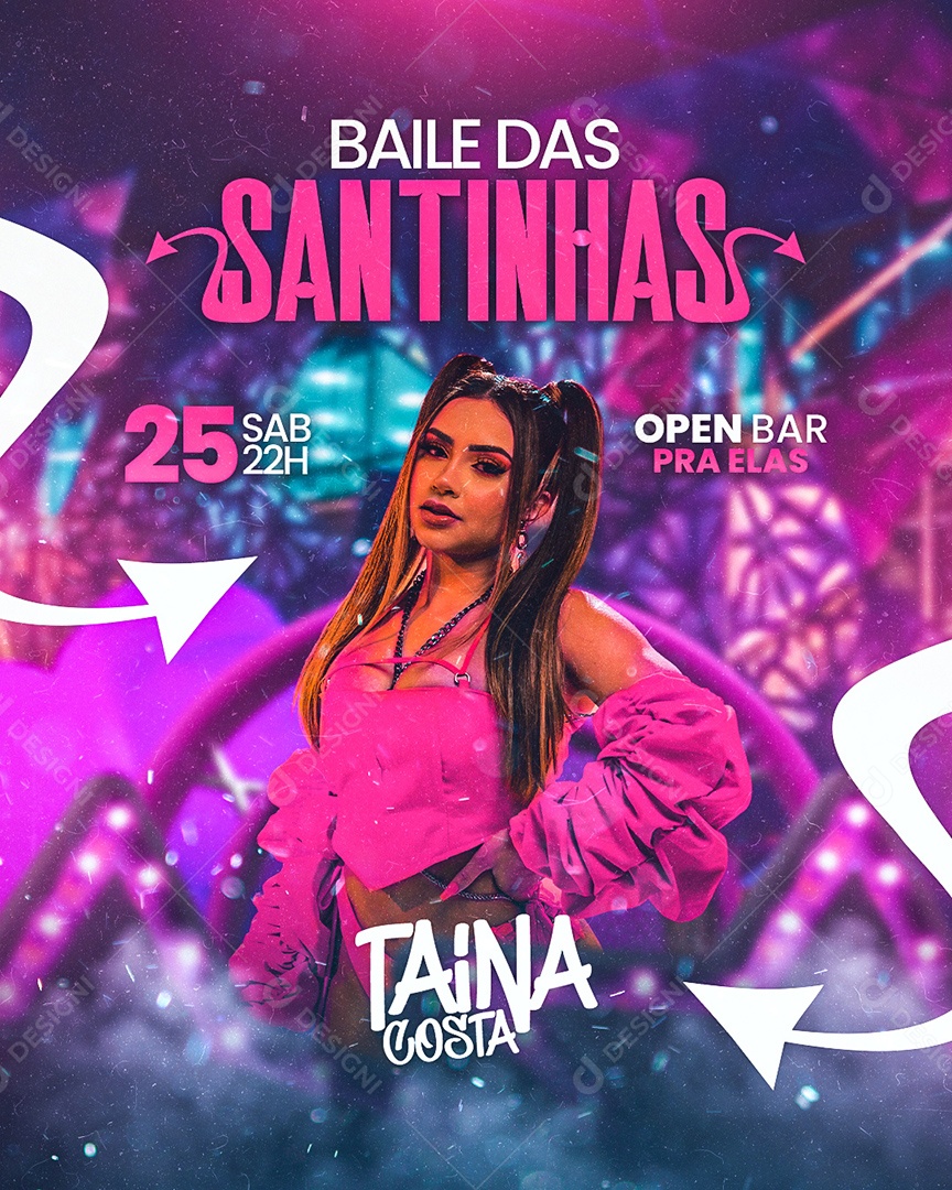 Baile Das Santinhas Flyer Tainá Costa Social Media PSD Editável