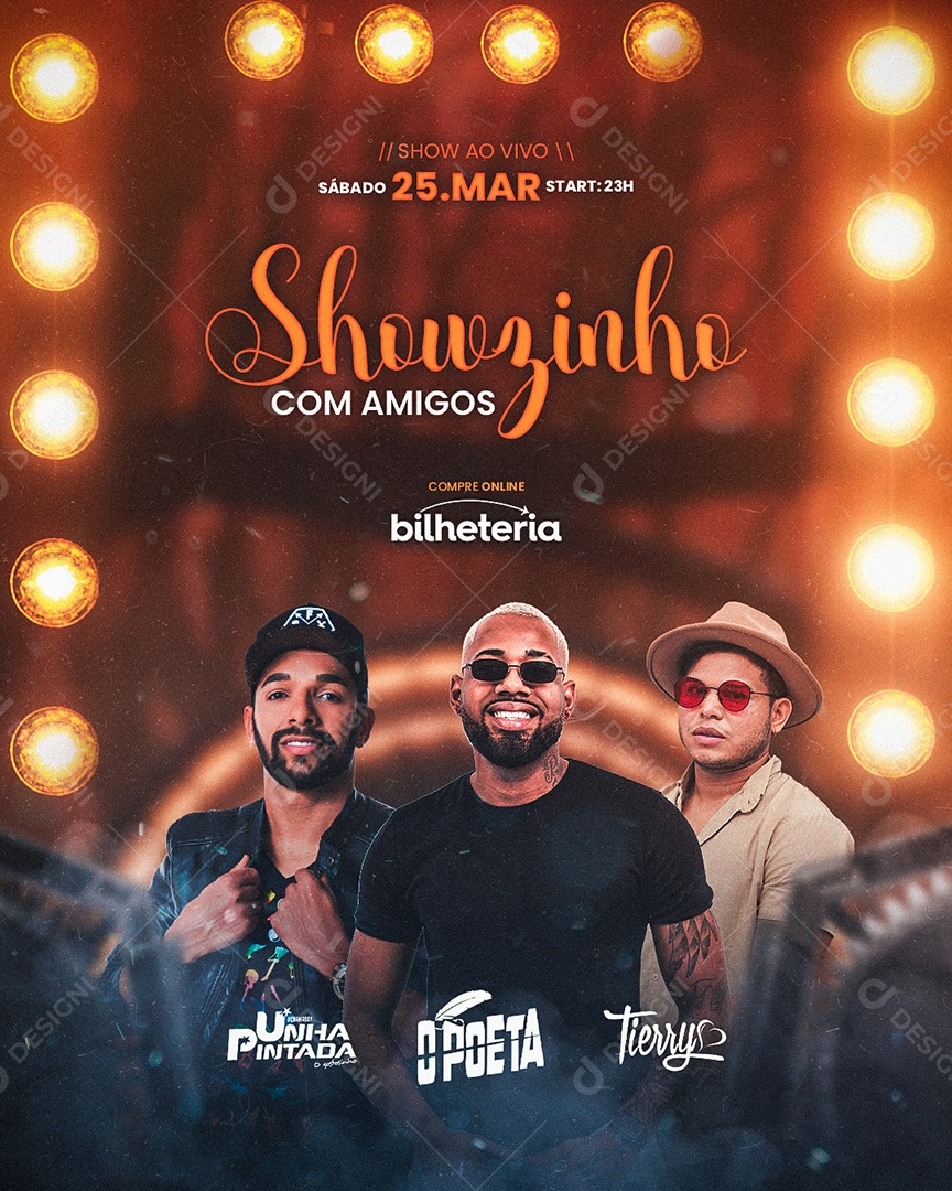 Showzinho Com Amigos Flyer Unha Pintada O  Poeta Tierry Social Media PSD Editável