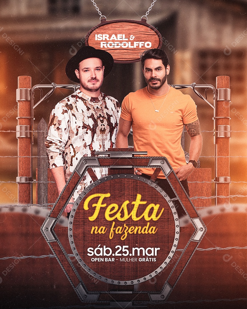 Flyer Festa na Fazenda Israel e Rodolffo Social Media PSD Editável