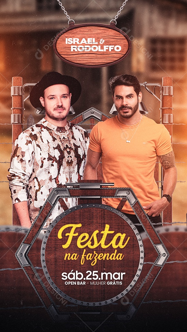 Flyer Festa na Fazenda Israel e Rodolffo Story Social Media PSD Editável