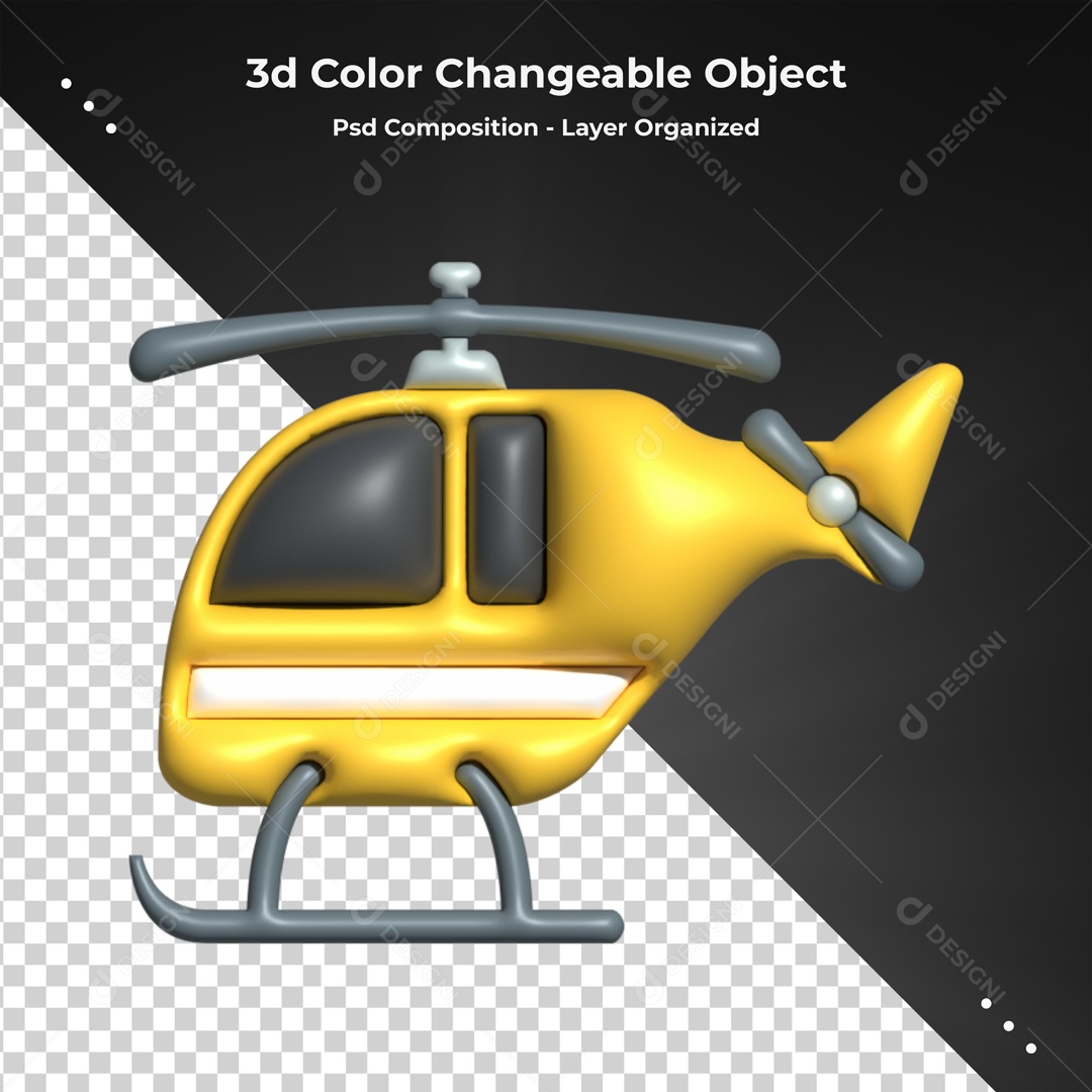 Elemento De Helicóptero Amarelo Para Composição PSD