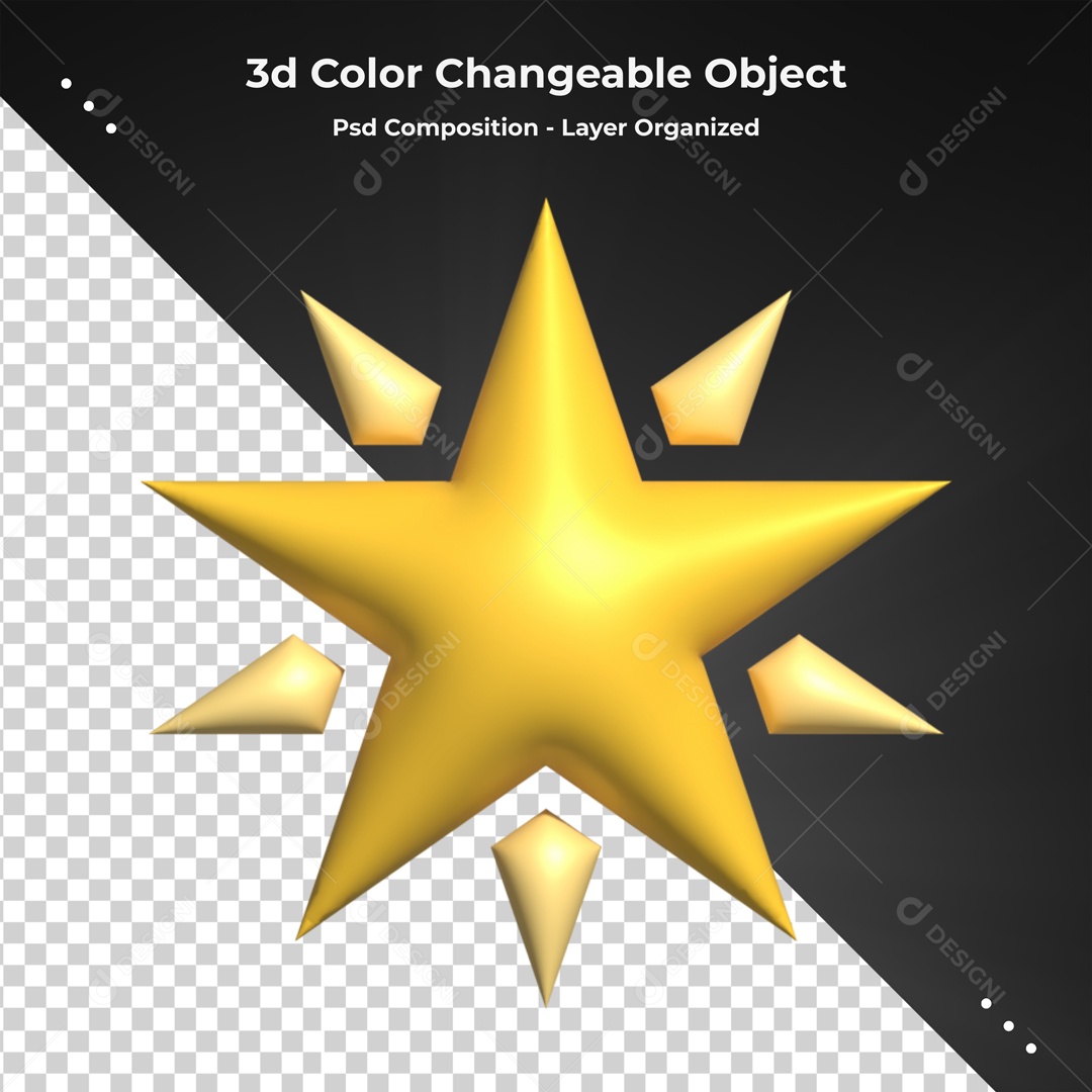 Estrela Amarela Elemento 3D PSD