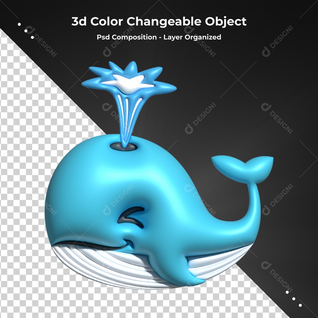 Baleia Azul Elemento 3D PSD