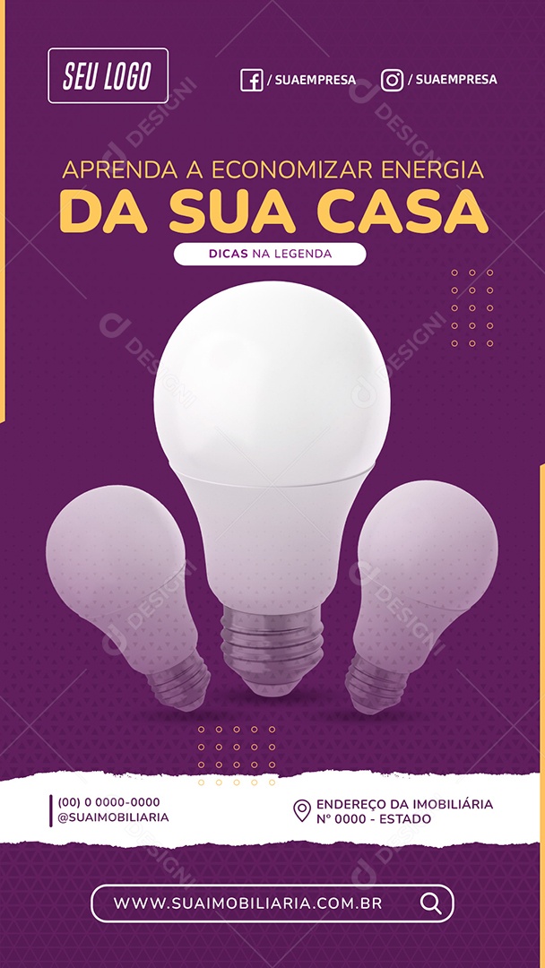 Aprenda a Economizar Energia Social Media PSD Editável
