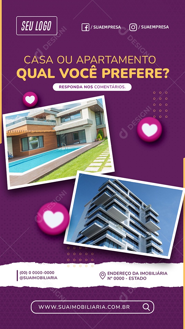 Casa ou Apartamento Social Media PSD Editável