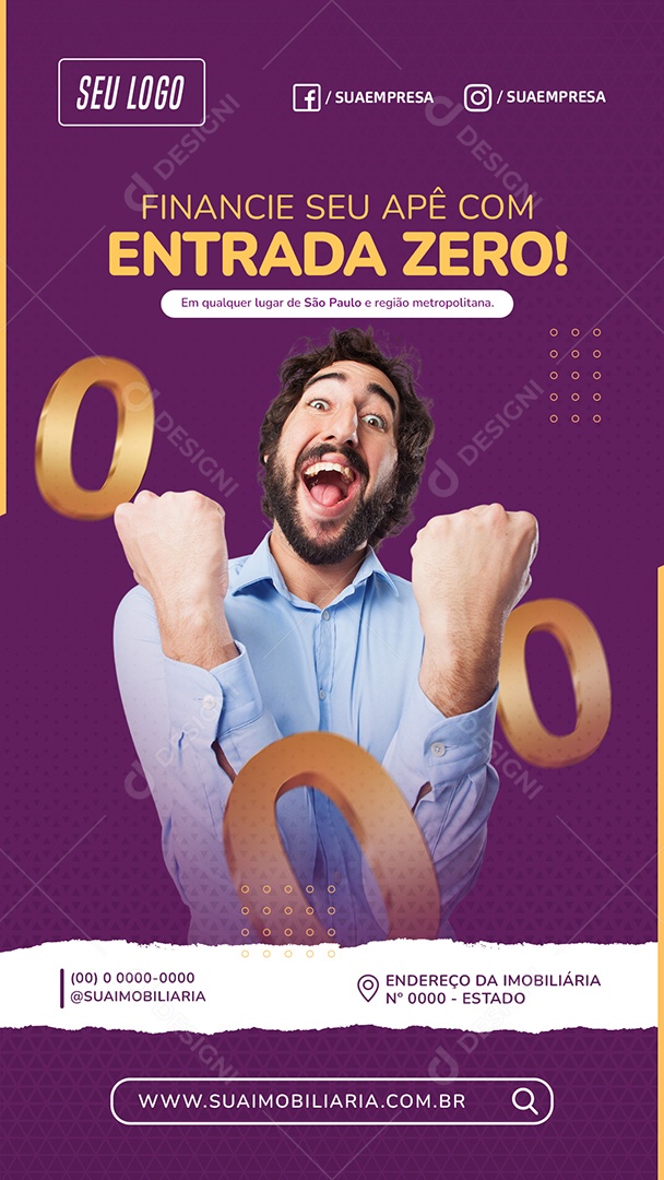 Financie Seu Apê Com Zero Social Media PSD Editável