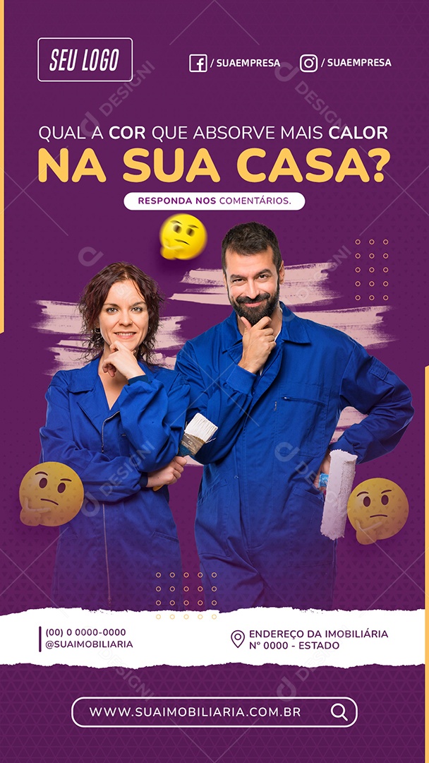 Qual a Cor Que Absorve Mais Calor Social Media PSD Editável