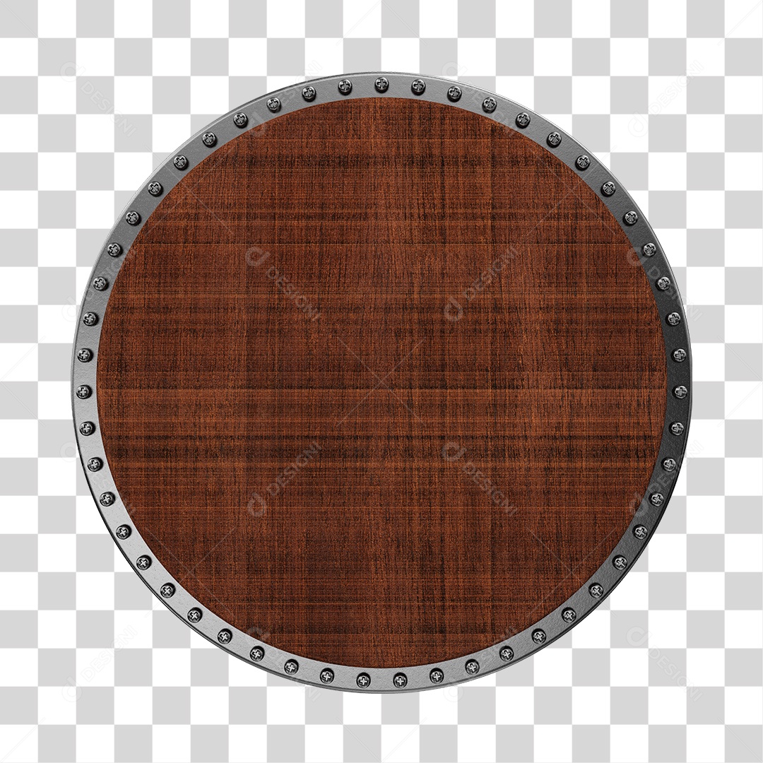 Elemento 3D Escudo de Madeira  PNG