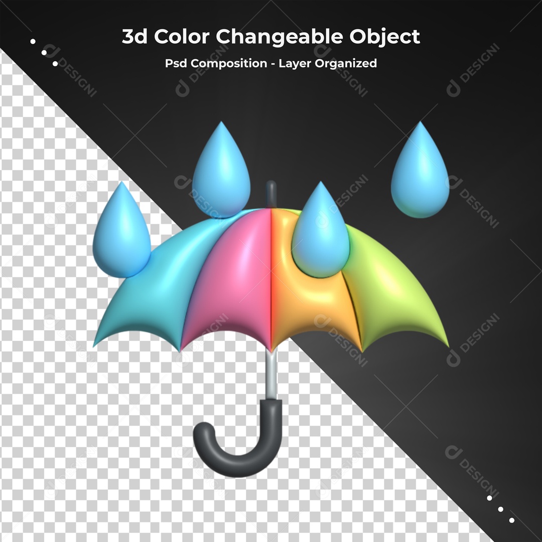Elemento De Guarda Chuva Com Gotas Para Composição PSD