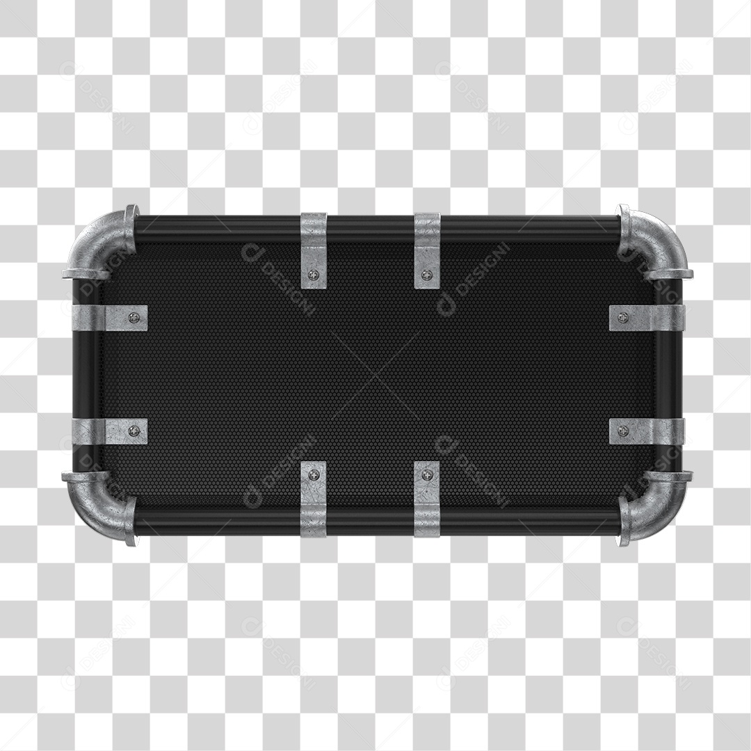 Placa Preta Com Detalhes Prata Elemento 3D PNG Transparente