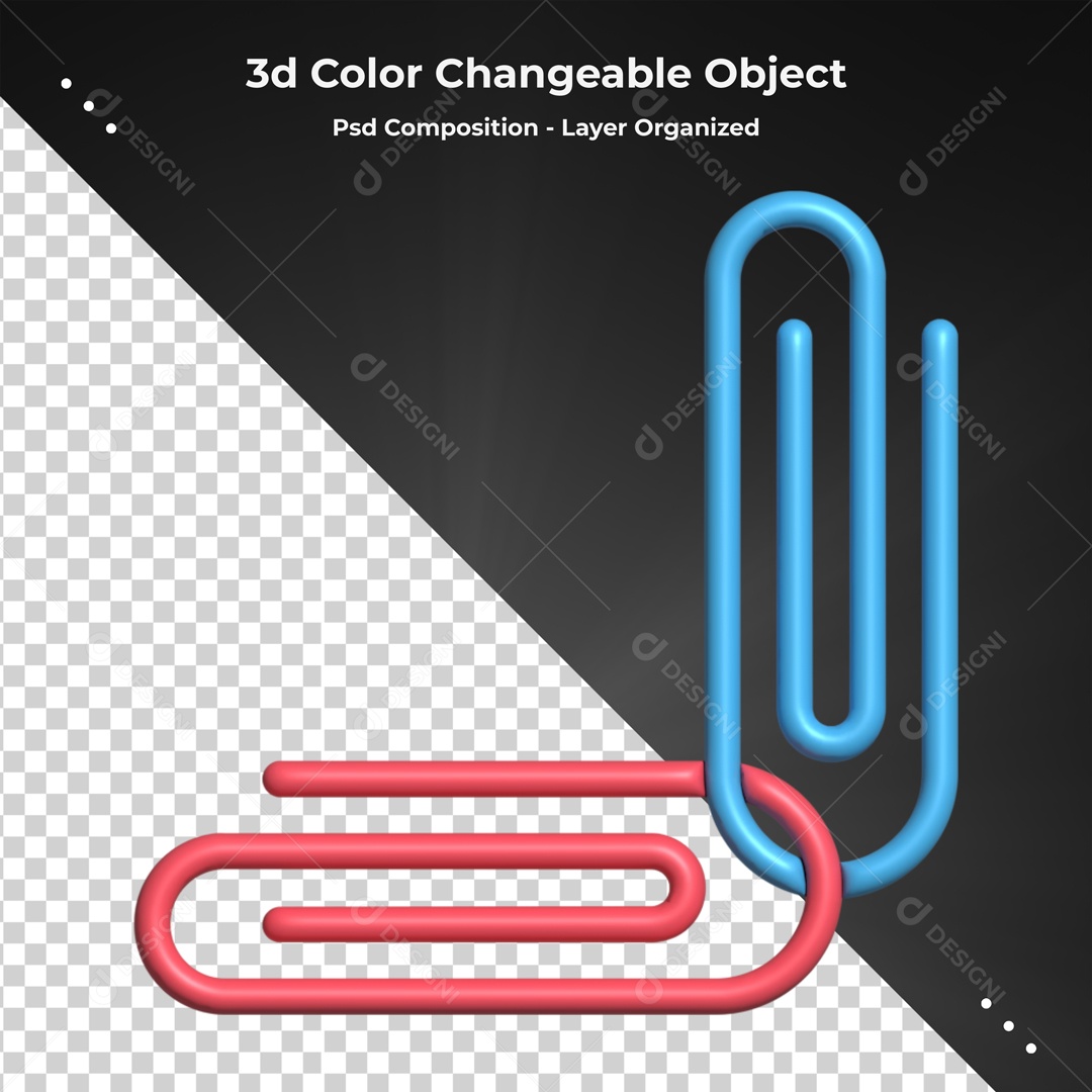 Elemento De 2 Clips Azul E Vermelho Para Composição PSD