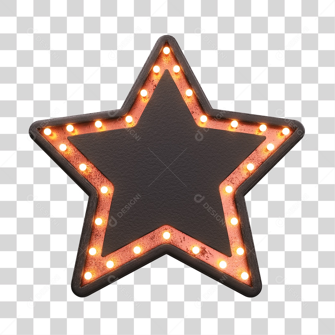 Placa Estrela Com Luzes Elemento 3D PNG Transparente
