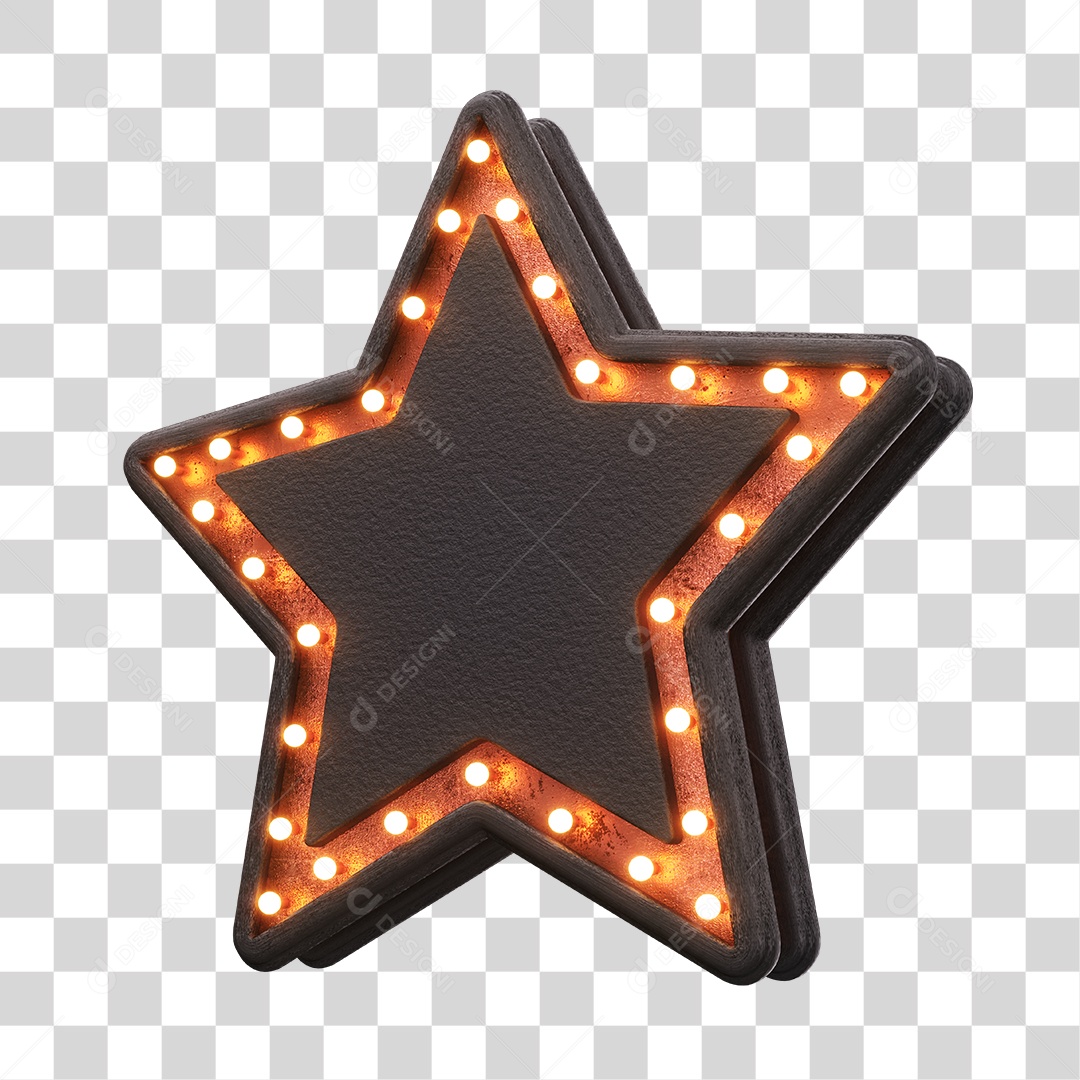 Placa Estrela Dupla Com Luzes Elemento 3D PNG Transparente