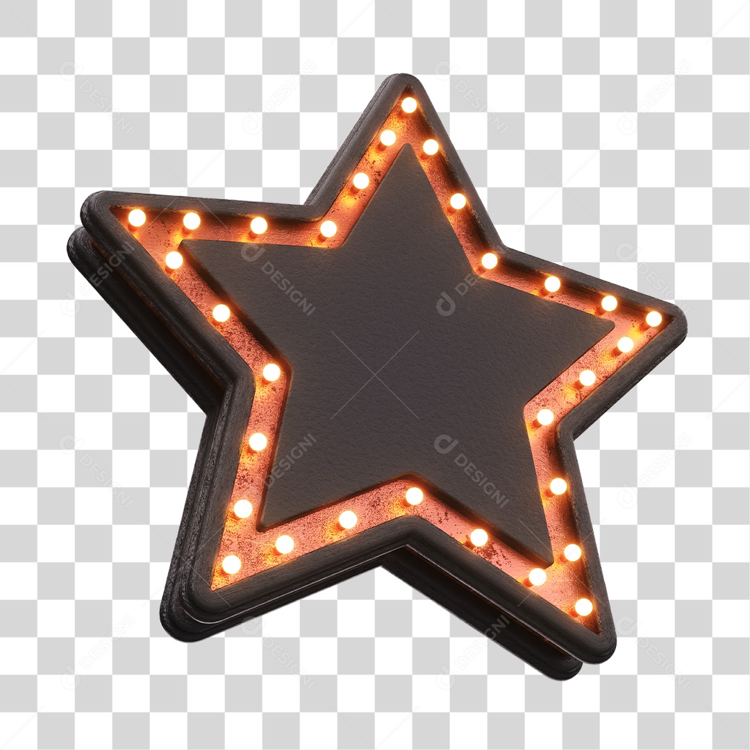Placa Estrela Dupla Com Luzes Elemento 3D PNG Transparente
