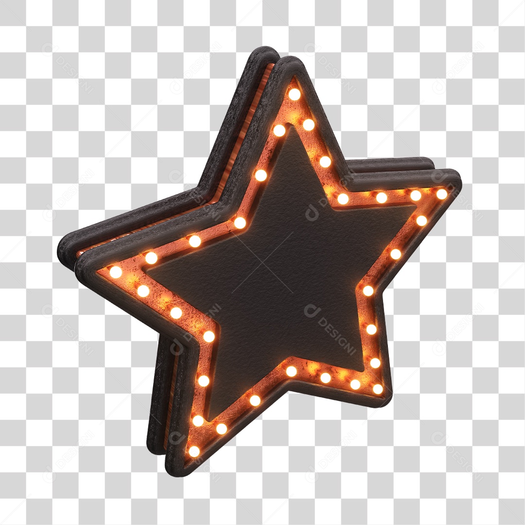 Placa Estrela Dupla Com Luzes Elemento 3D PNG Transparente
