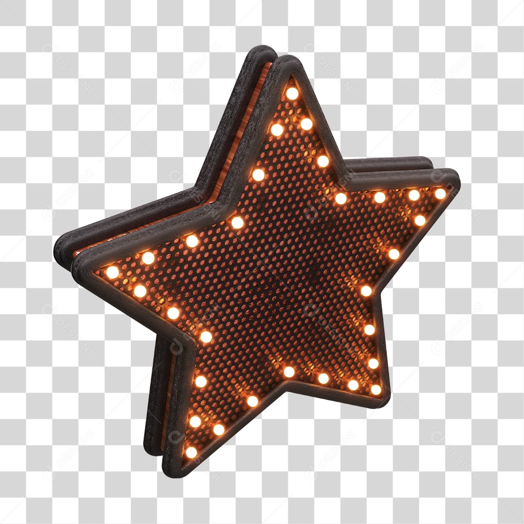 Placa Estrela Com Luzes Elemento 3D PNG Transparente