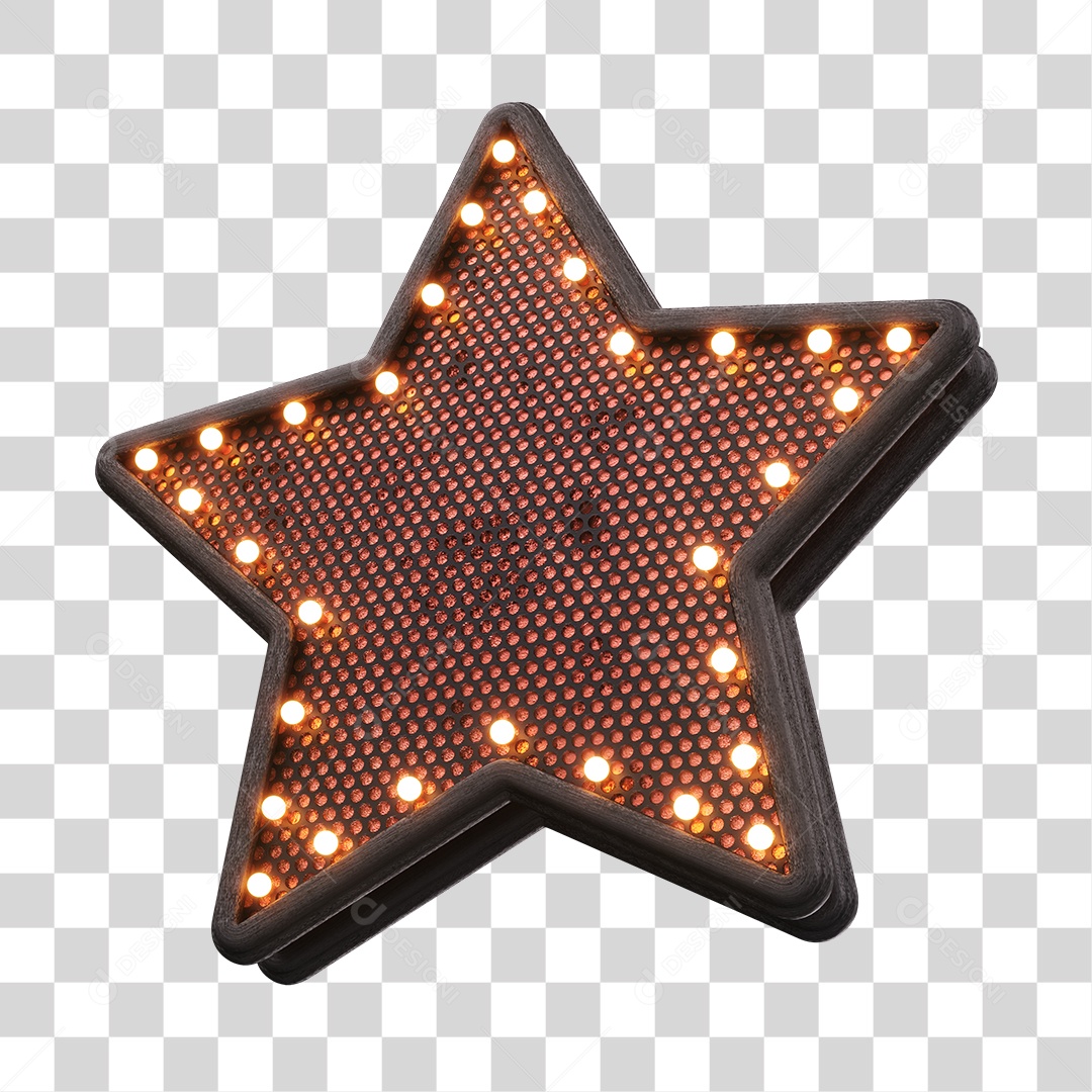 Placa Estrela Com Luzes Elemento 3D PNG Transparente