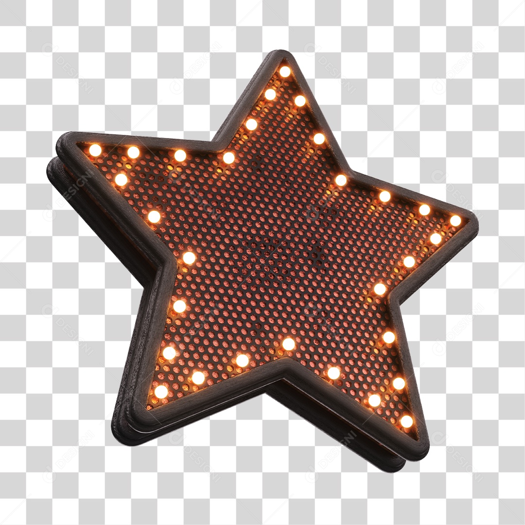 Placa Estrela Com Luzes Elemento 3D PNG Transparente