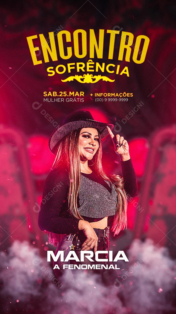 Flyer Encontro da Sofrência Marcia a Fenomenal Story Social Media PSD Editável