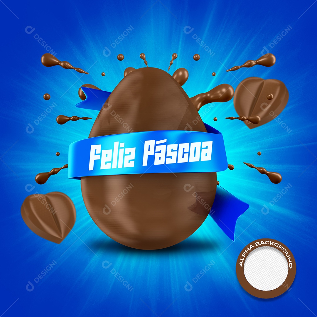 3D Stamp For Happy Easter Composition PSD