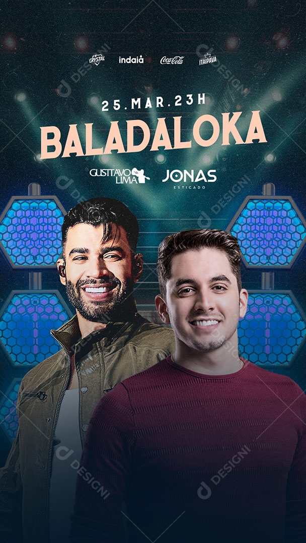 Story Baladaloka Gusttavo Lima Jonas Esticado Flyer Social Media PSD Editável
