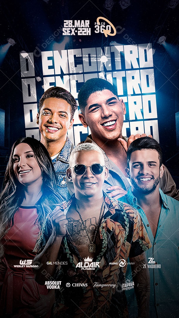 Story O Encontro Wesley Safadão GIl Mendes Aldair Playboy Avine Vinny Zé Vaqueiro Flyer Social Media PSD Editável