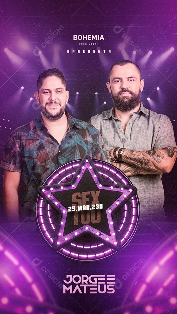 Story Bohemia Apresenta Jorge E Mateus Sextou Flyer Social Media PSD Editável