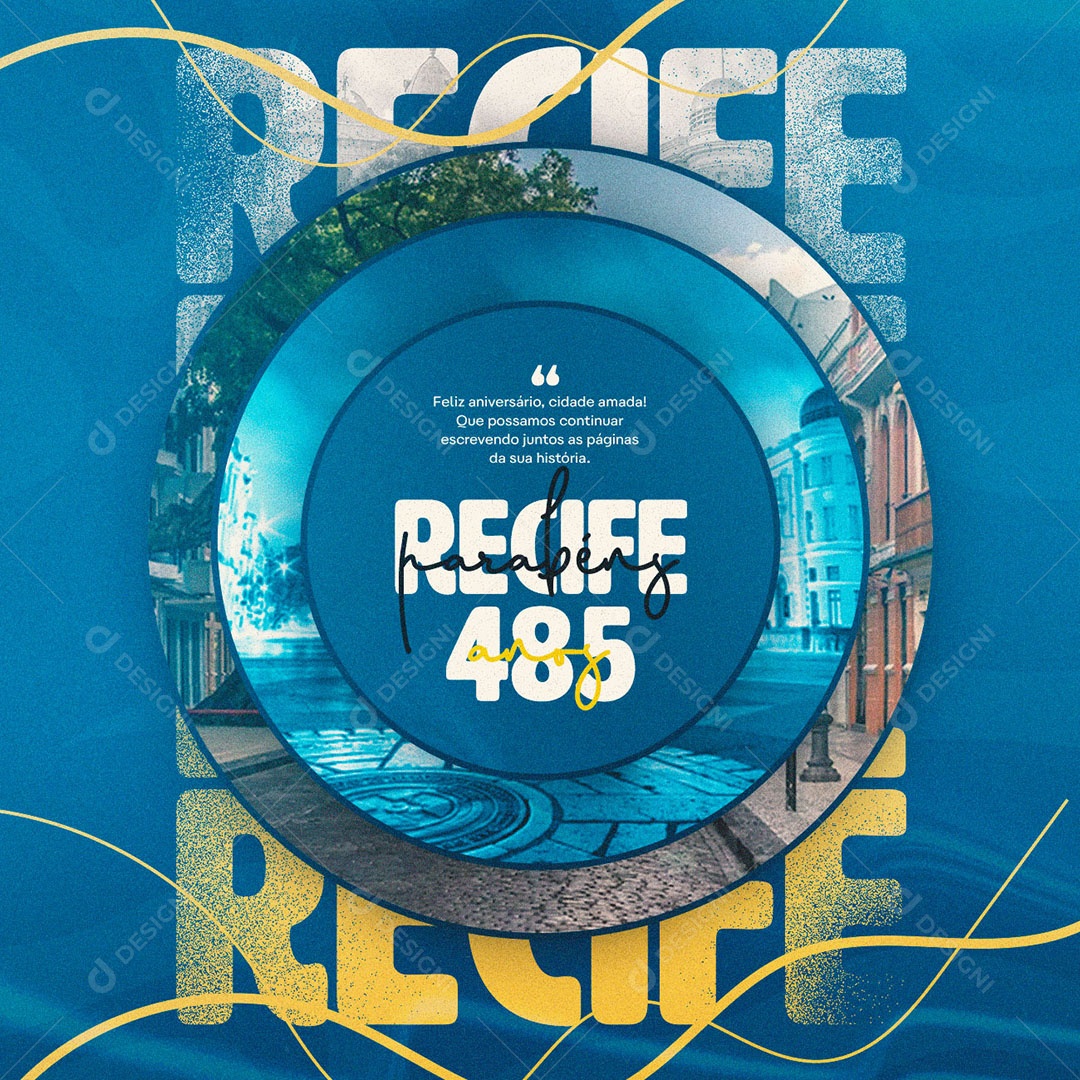 Parabéns Recife Pelos Seus 485 Anos Feliz Aniversário Cidade Amada Social Media PSD Editável