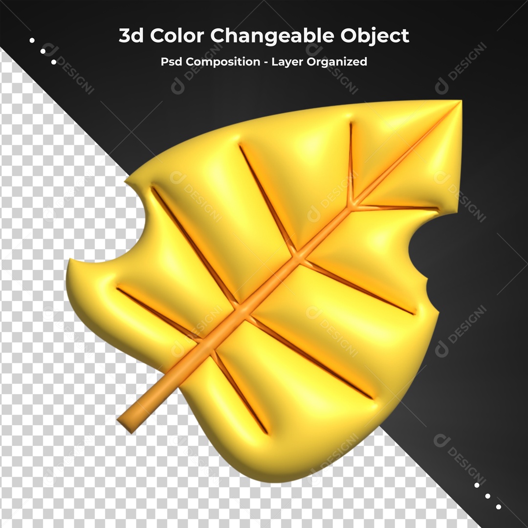 Elemento De Folha Amarela Para Composição PSD