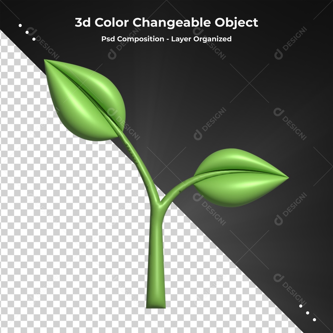 Elemento De Planta Com 2 Folhas Para Composição PSD
