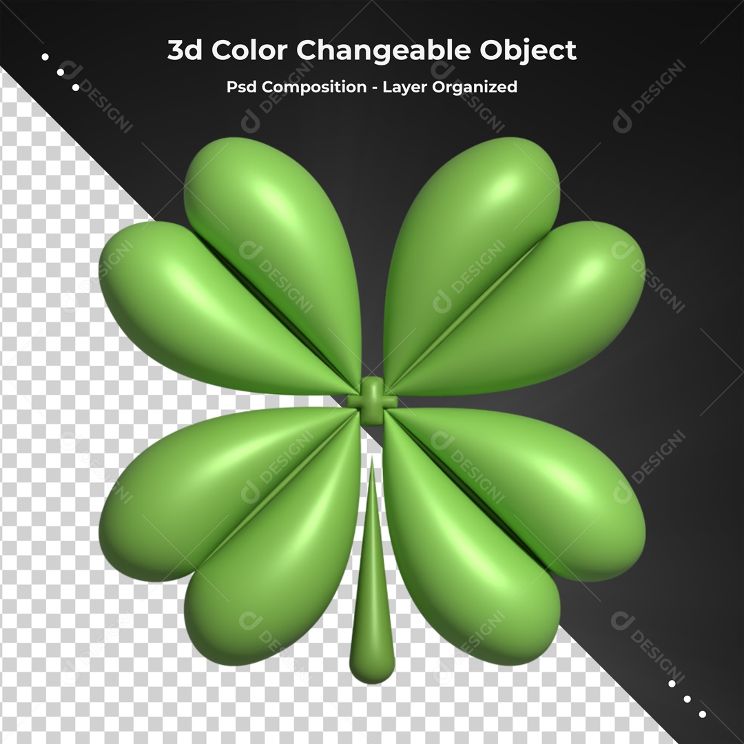 Elemento Trevo De Quatro Flores Para Composição PSD