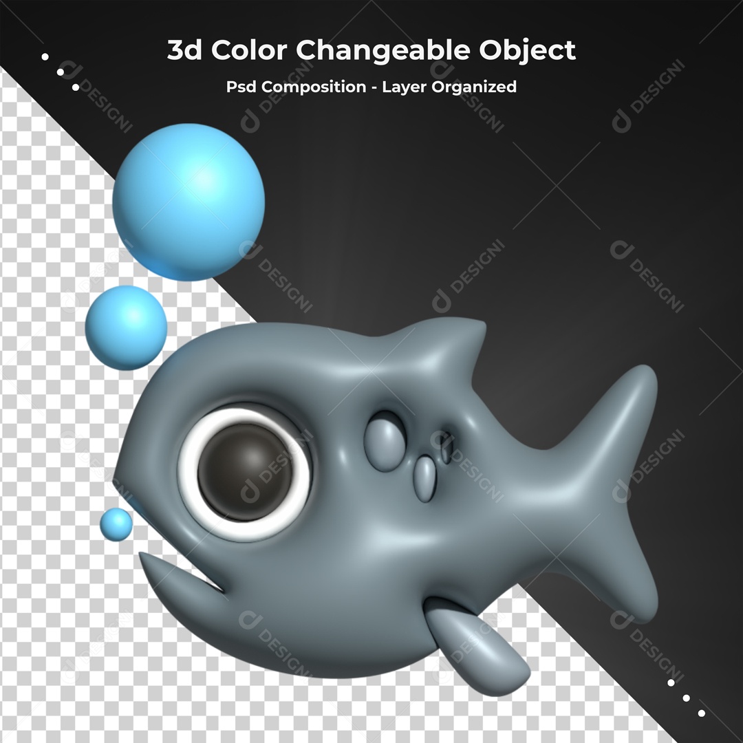 Elemento De Peixe Com Bolhas Para Composição PSD