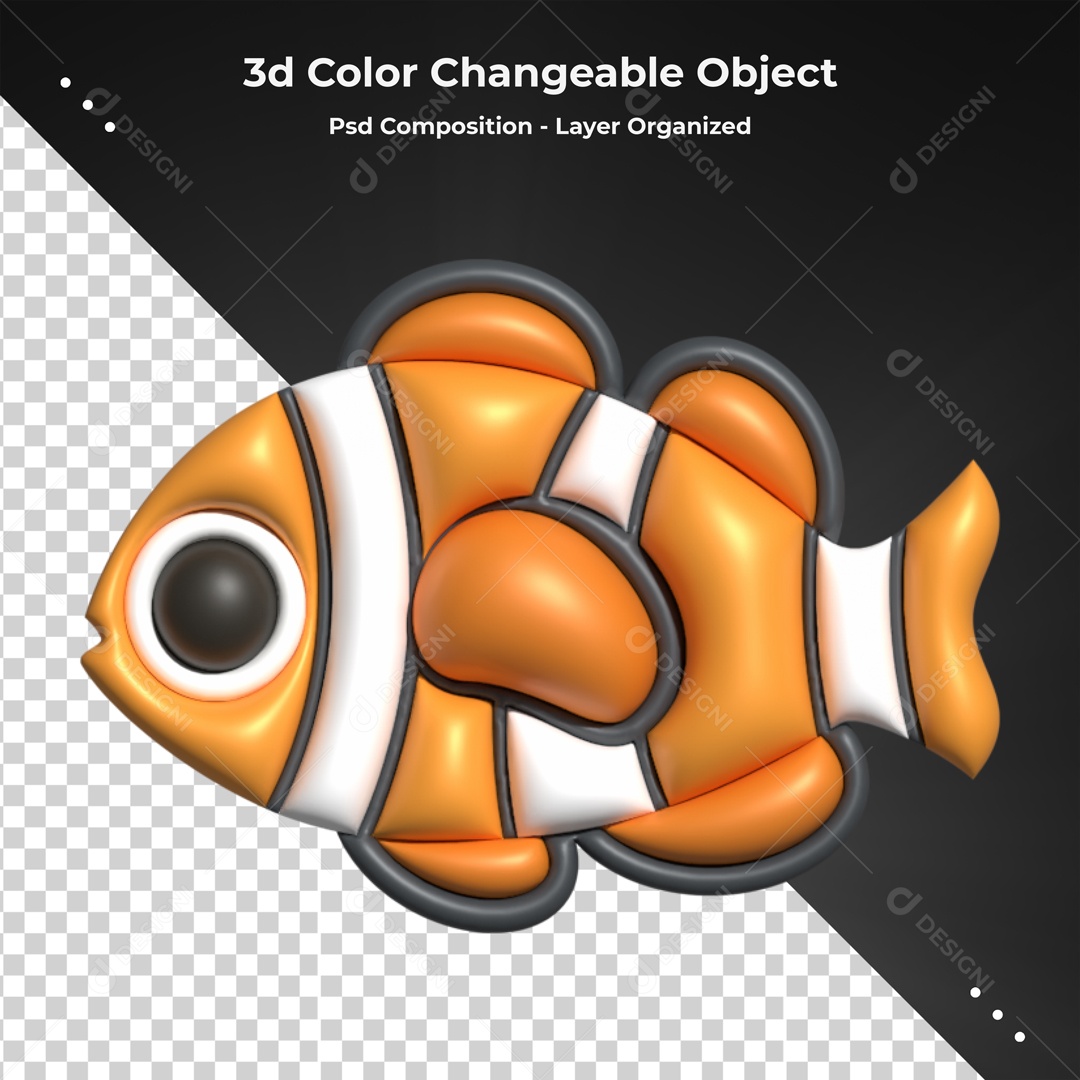 Elemento De Peixe Colorido Para Composição PSD